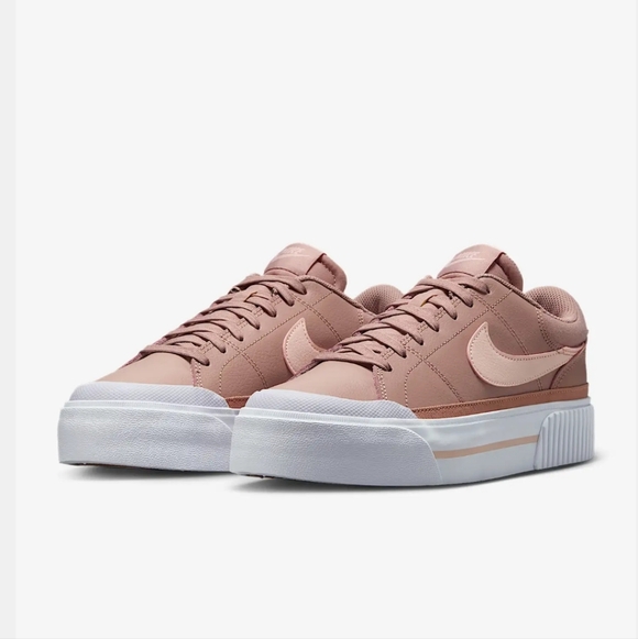 Women's Bling Nike Court Legacy Lift Pink Sneakers made with Crystals Custom - Picture 5 of 6